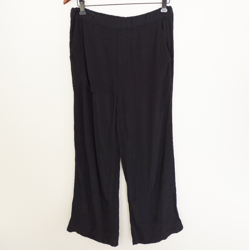 Aritzia Wilfred Faun Ankle Pant Black High Waist Wide Leg Flowy Small